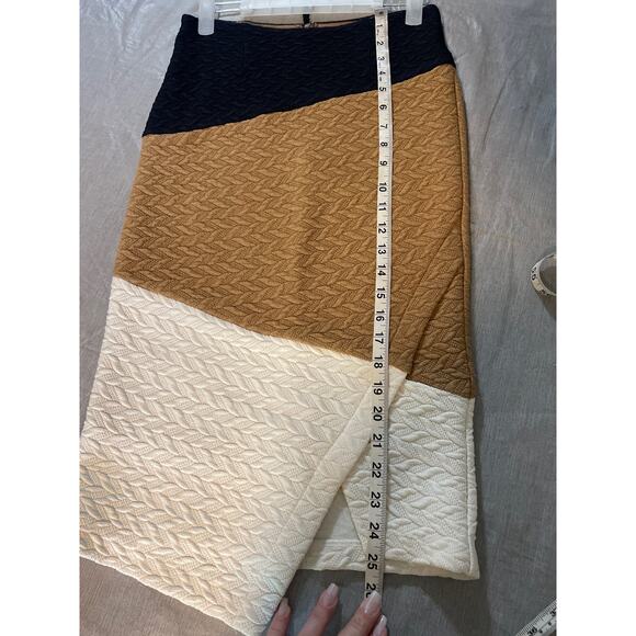 Anthropology HD in Paris Color Block Herringbone Stretch Knit Pencil Skirt 2 - Picture 9 of 11